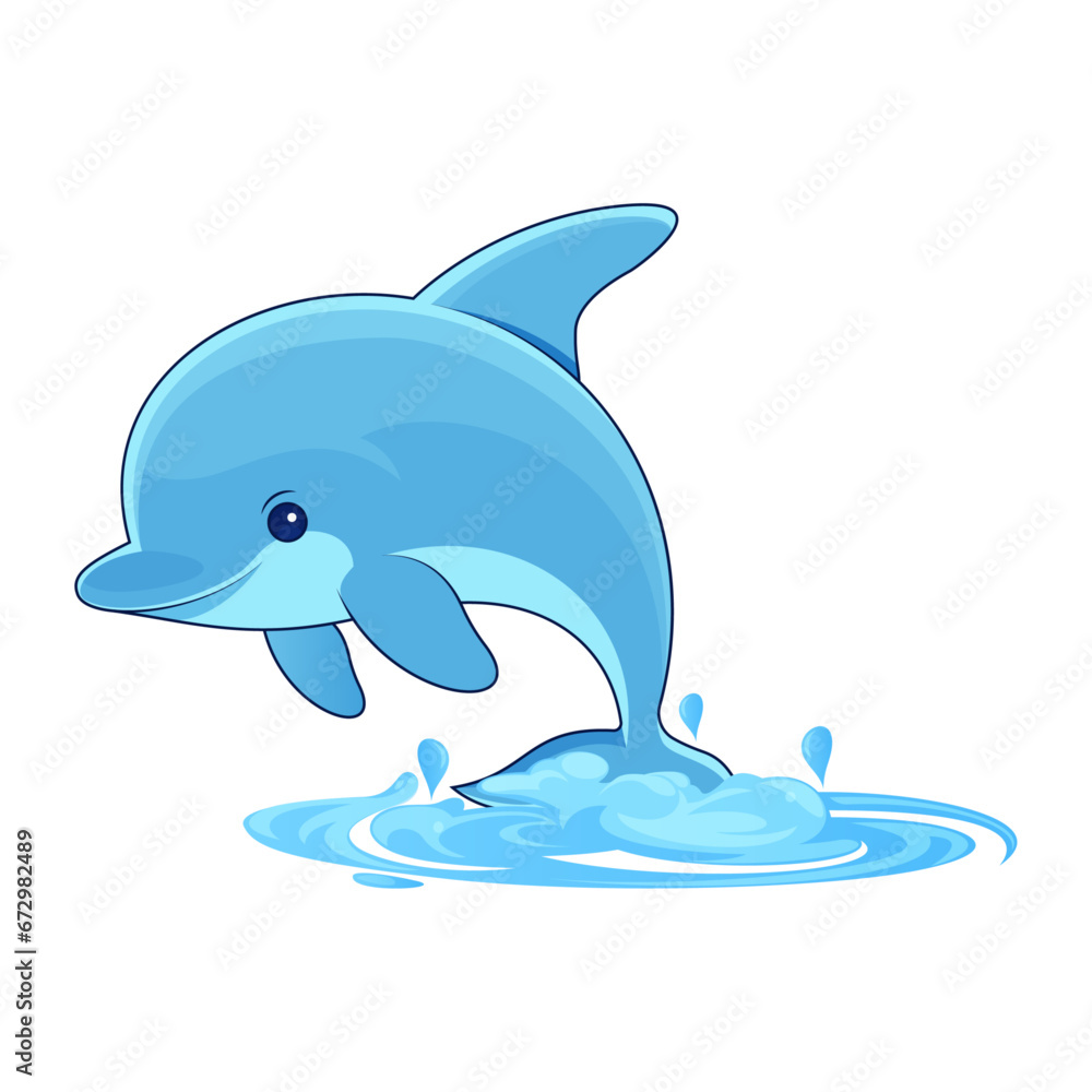 A cute cartoon Dolphin jumping out of the water vector illustration A cute cartoon Dolphin jumping out of the water vector illustration