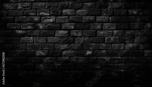 Abstract black brick wall texture with dark background for graphic design and creative projects