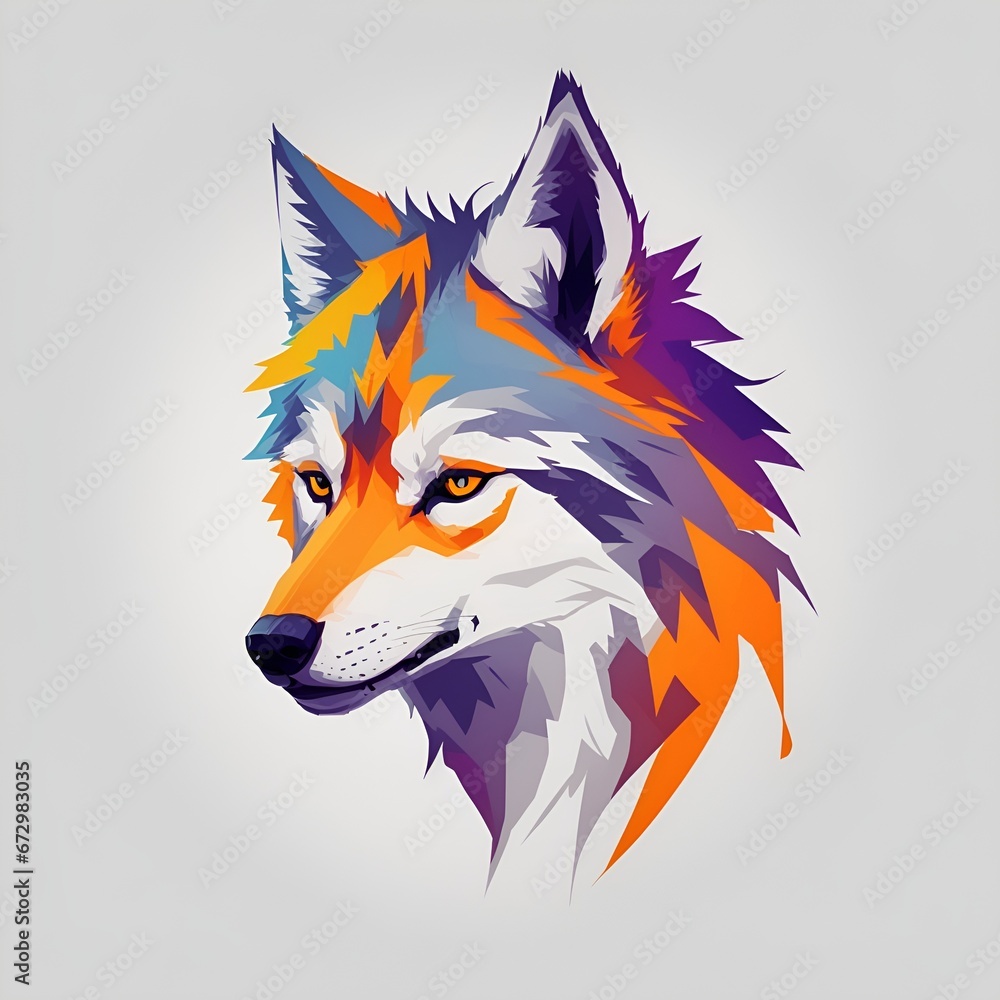 colorful wolf, WPAP art, POP ART, AI generated. colorful wolf, WPAP art, POP ART, AI generated.