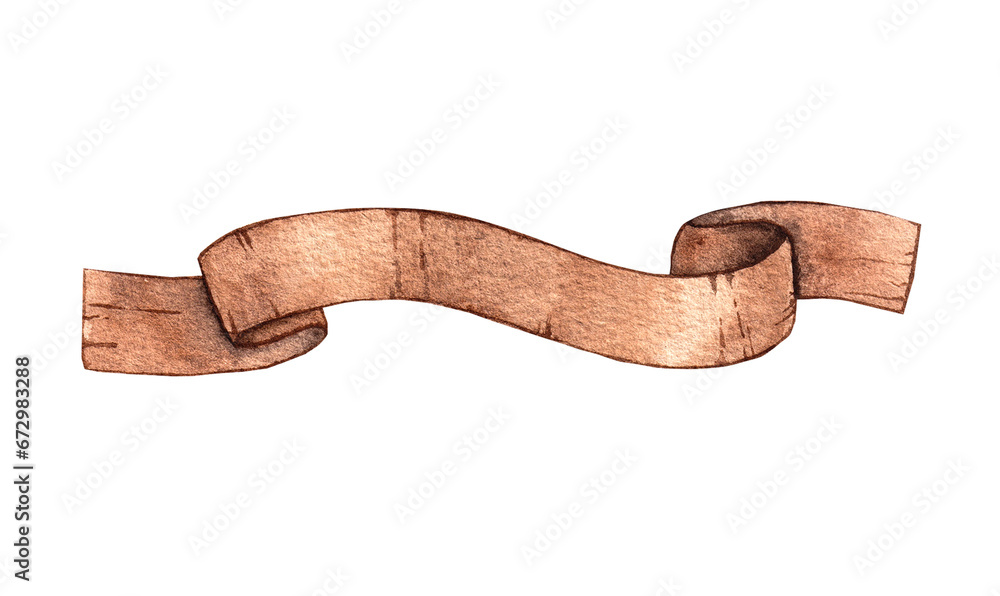 Brown Ribbon Texture Watercolor brown ribbon for title on white background Stock ...
