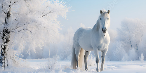 horse in snow Generative Ai
