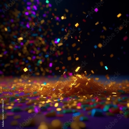 Festive carnival creative background. Confetti, many small blurry glowing bright pieces of paper. Bokeh effect. Design for wallpaper, presentation, advertising, flyer, website, menu, booklet, postcard
