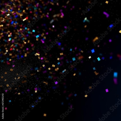 Festive carnival stylish background. Confetti  many small blurry glowing bright pieces of paper. Bokeh effect. Design for wallpaper  presentation  advertising  flyer  website  menu  booklet  postcard 