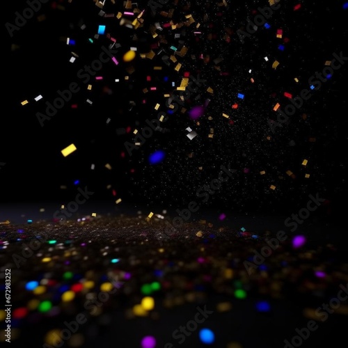 Festive carnival artistic background. Confetti, many small blurry glowing bright pieces of paper. Bokeh effect. Design for wallpaper, presentation, advertising, flyer, website, menu, booklet, postcard