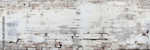 Rustic white painted old brick wall texture background with vintage charm and weathered appeal