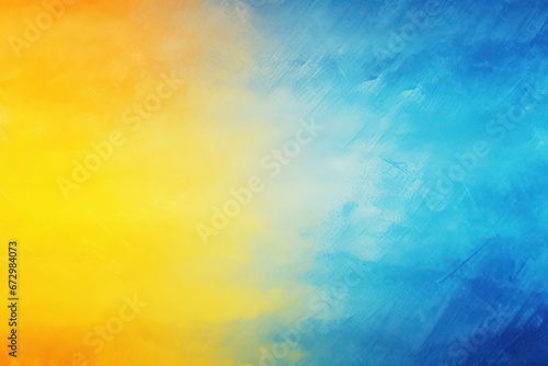 2 colors abstract watercolor background for design. Color gradient, yellow and blue iridescent, bright, fun. Rough, grain, noise, grungy © Christiankhs