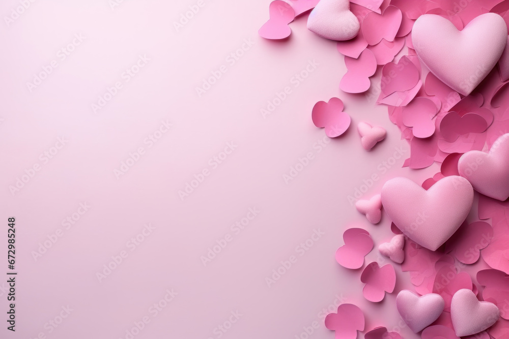 Heart shape on pastel background with copy space, love charity concept