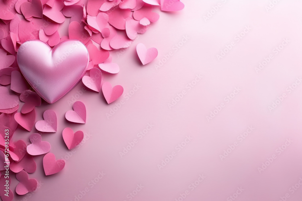 Heart shape on pastel background with copy space, love charity concept