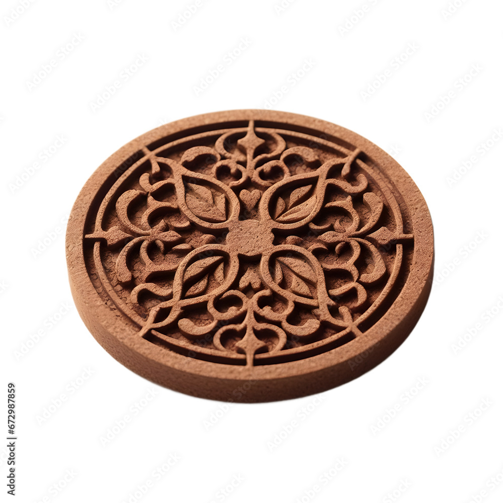 Brown Cork Coaster IIllustration Art With a Transparent Background Generative AI. Brown Cork Coaster IIllustration Art With a Transparent Background Generative AI.