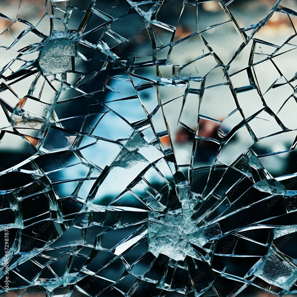 Close-up image of broken mirror.