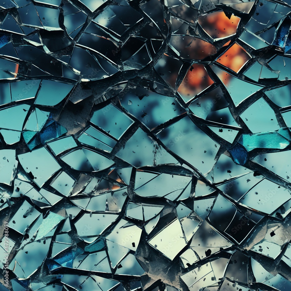 Detailed photograph of broken mirror. Detailed photograph of broken mirror.