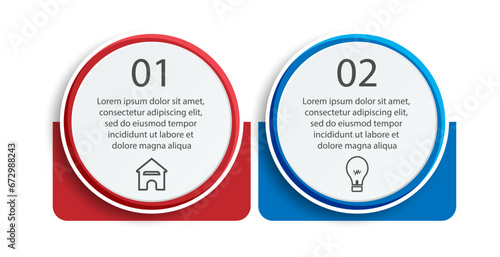 Business Infographic Design Template. minimal Timeline design with 2 steps, 
options and marketing icons. Vector linear infographic with two circle connected elements. 
Can be used for your presentati