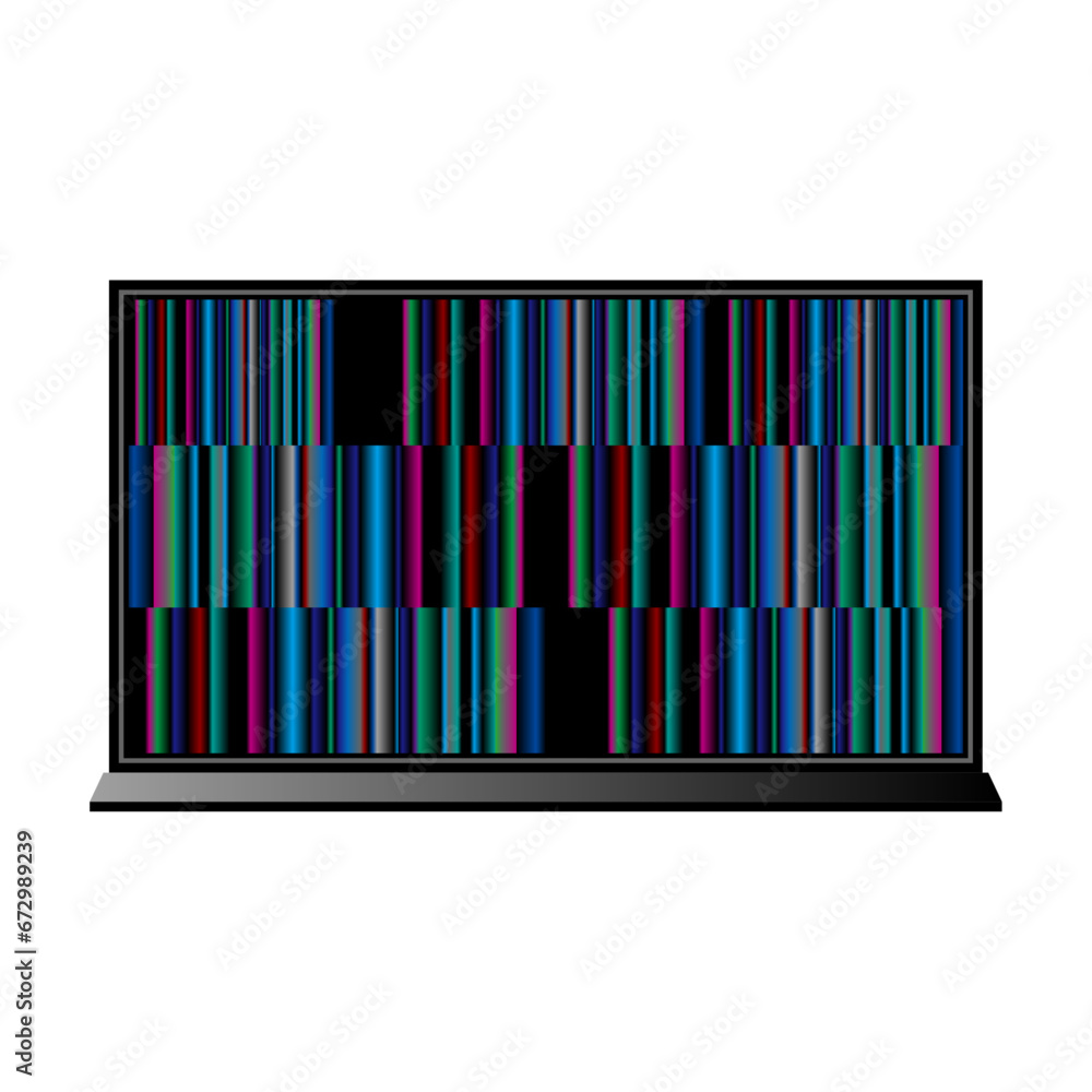 シンプルなイラスト_故障した大型テレビ,モニタ,液晶 シンプルなイラスト_故障した大型テレビ,モニタ,液晶