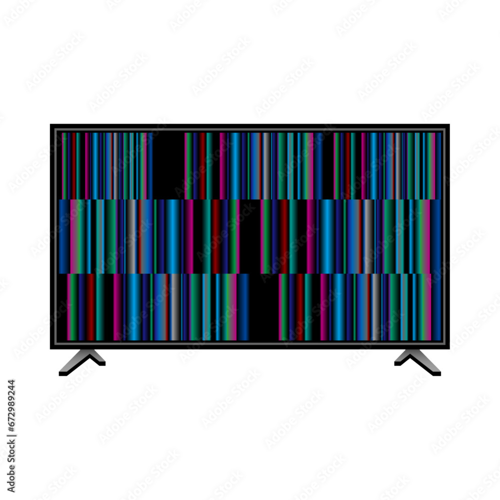 シンプルなイラスト_故障した大型テレビ,モニタ,液晶 シンプルなイラスト_故障した大型テレビ,モニタ,液晶