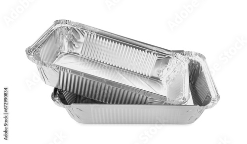 Two aluminum foil containers isolated on white photo