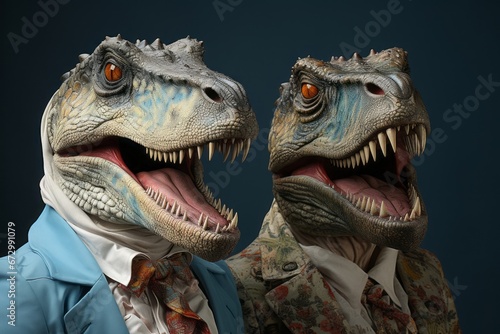 スーツを着た恐竜,Generative AI AI画像 © beeboys