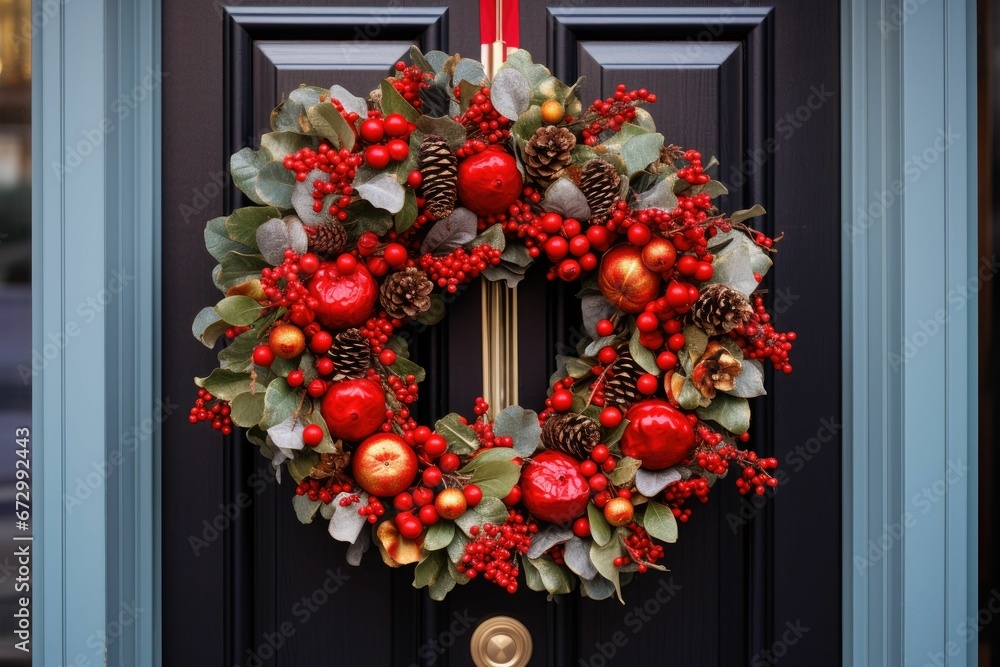 AI generated illustration of A festive red holiday ornament with a blurry background AI generated illustration of A festive red holiday ornament with a blurry background