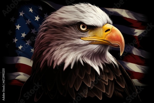 Majestic Eagle and American Flag