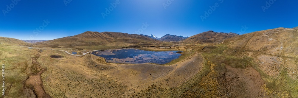 Aerial view of the Patococha lagoon, in the Ancash region. Aerial view of the Patococha lagoon, in the Ancash region.