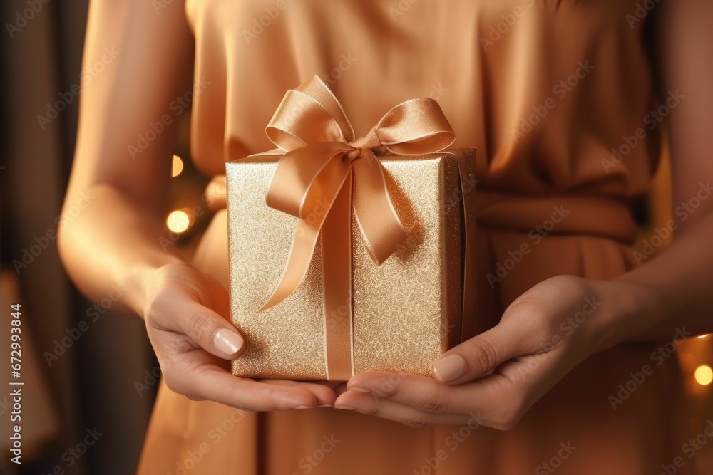 Female Hand with Present - Generative AI Female Hand with Present - Generative AI