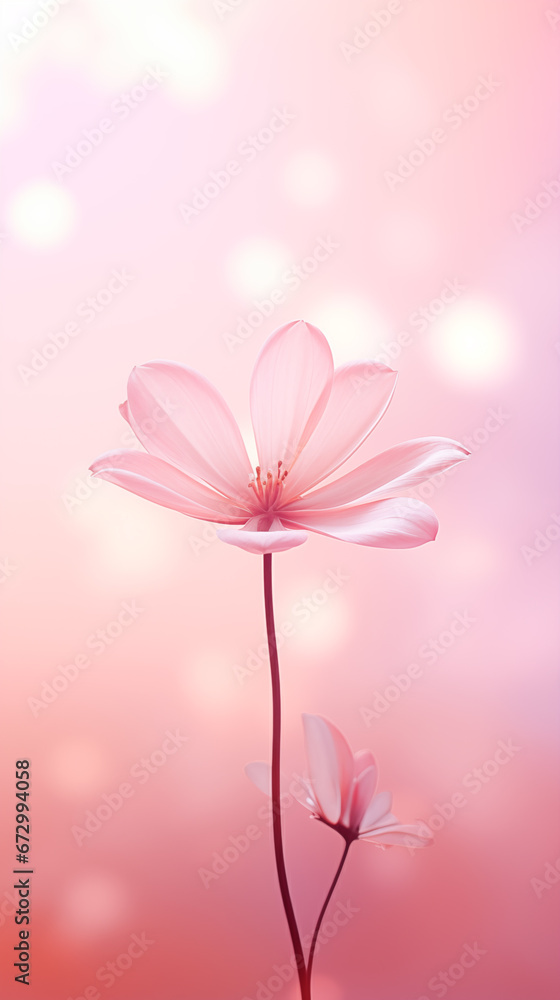 Naklejka premium Soft focus of a flower on a pink background in the style of bokeh panorama