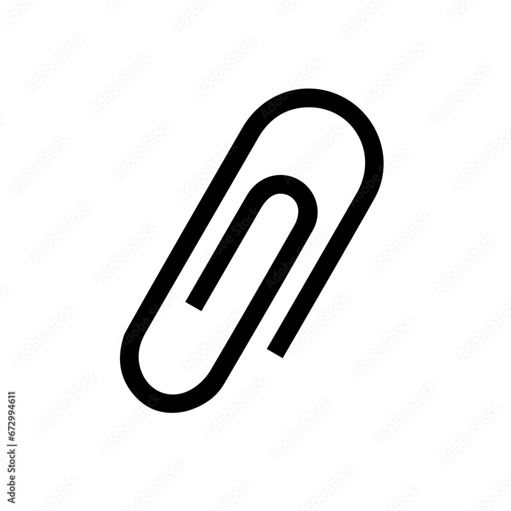 Black isolated icon of paper clip on white background. Black isolated icon of paper clip on white background.