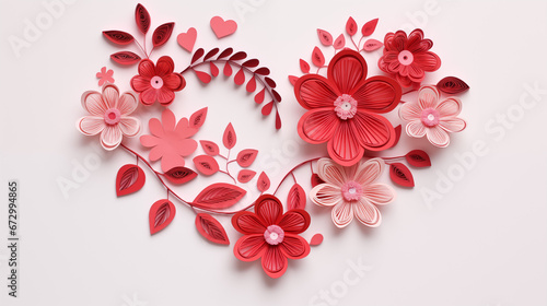 flower paper art valentines card on a white background