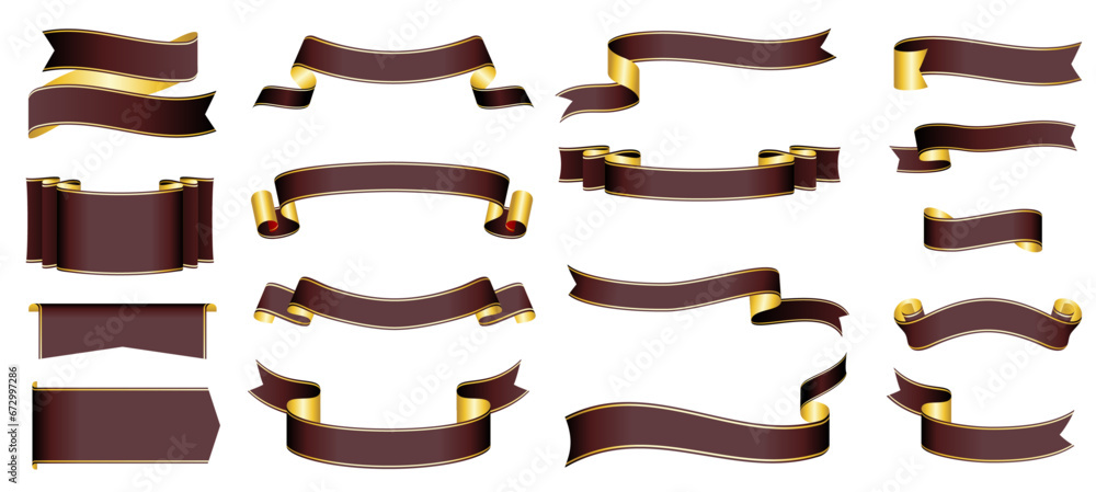 brown ribbon banner design material