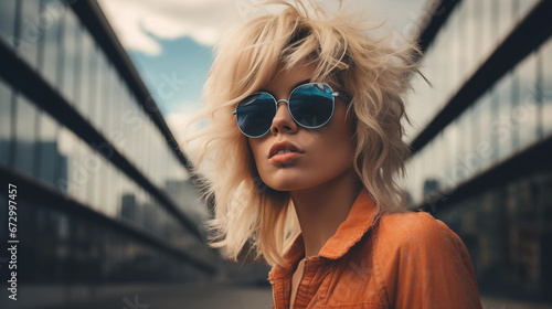 portrait of a woman city sunglasses