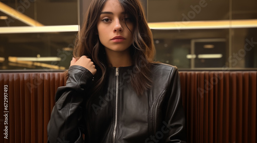 woman on leather seat
