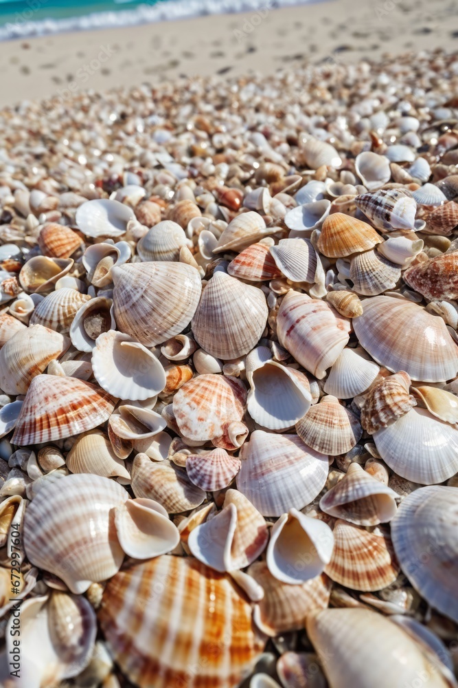 Seashells on a beach
