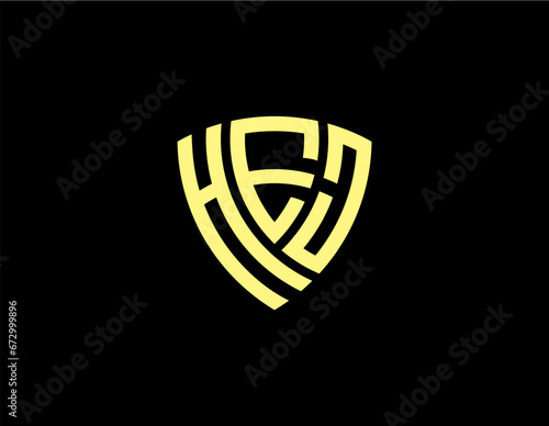 HEJ creative letter shield logo design vector icon illustration