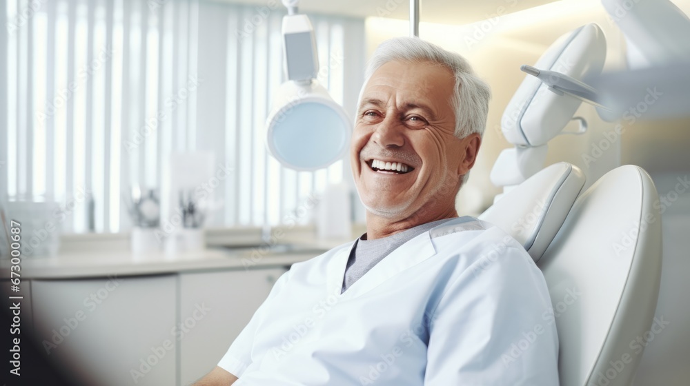 Happy mature man during teeth checking at dental clinic. Happy mature man during teeth checking at dental clinic.