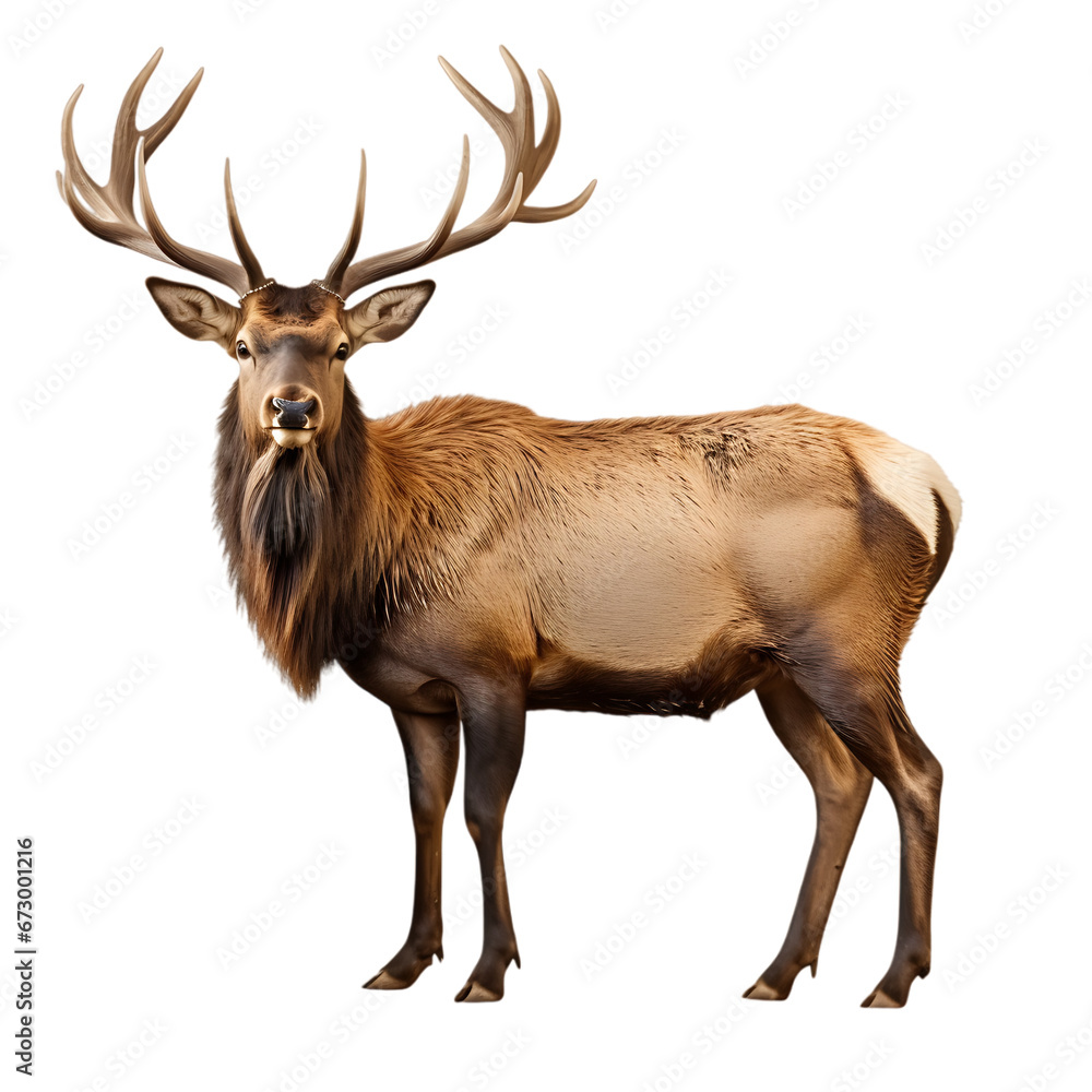 Real Bull Elk isolated on white 