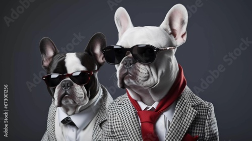 French Bulldog dogs in formal business attire with a confident and professional manner © Wirestock