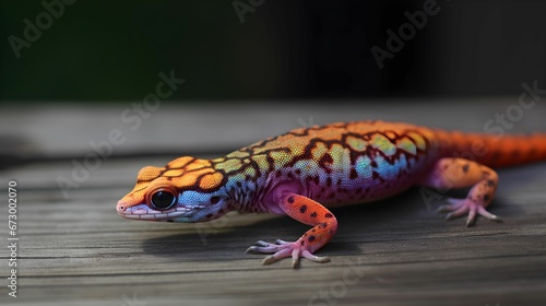 AI generated illustration of a closeup of a brightly colored lizard