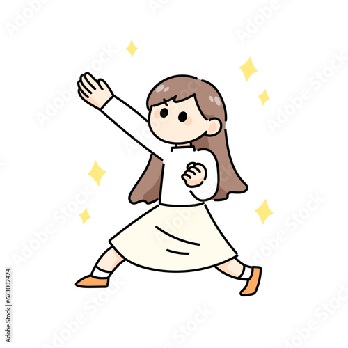 元気に紹介する若い女性