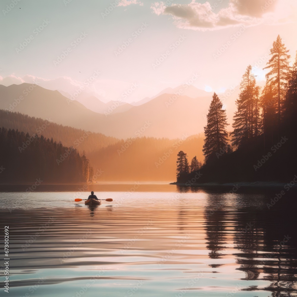person enjoying the peace while kayaking or canoeing