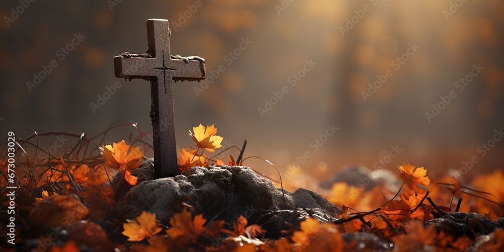 Eternal Sentinels, Crosses in the Graveyard. Sanctified Grounds, Crosses in the Quiet of the Graveyard.
