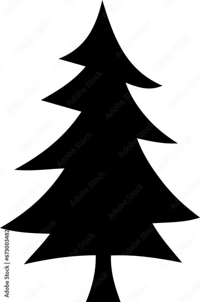 Obraz premium Christmas tree icon vector illustration. Simple pine silhouette stylized design element