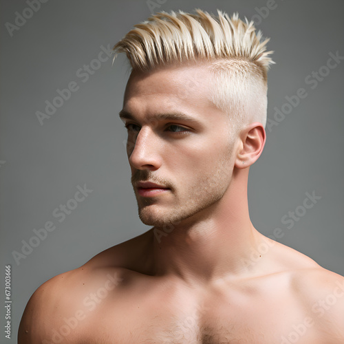 Blond man with mohican haircut