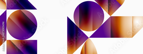 Serene gradient template. Circles and triangles mingle in minimalist perfection. Gentle fusion of forms and hues creates balanced yet captivating backdrop, embodying modern sophistication