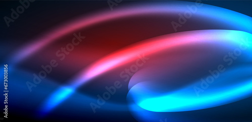 Dynamic waves in ethereal glow of neon lights. Concept merges fluidity of motion with vibrant allure of neon, crafting entrancing backdrop that embodies both vitality and futuristic sophistication