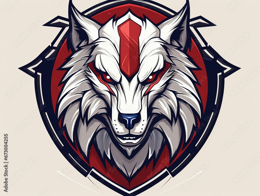 Obraz premium AI generated illustration of a wolf head with glaring eyes, forming an emblem