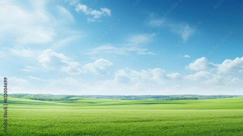 Fototapeta premium Fields stretch wide as the horizon beckons with open arms