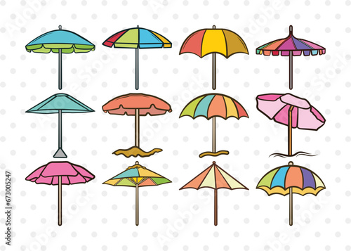 Beach Umbrella Clipart SVG Cut File | Beach Umbrella Svg | Beach Svg | Summer Svg | Bundle | Eps | Dxf | P