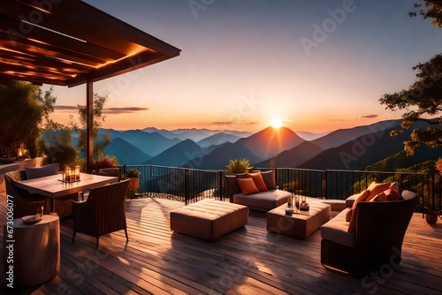 Terrace with beautiful mountain sunset view   © Malaika