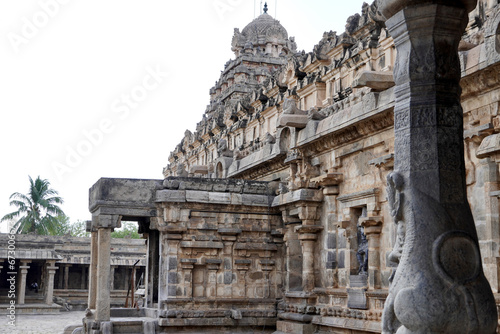 Hindu temple. Low angle view of ancient Airavatesvara Temple in Darasuram, Kumbakonam, Tamilnadu.