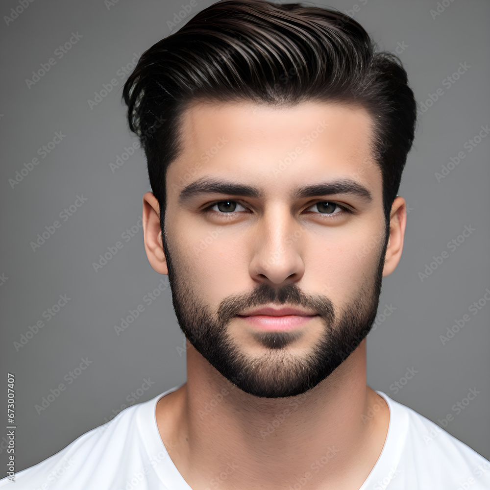 Obraz premium Man with side part haircut and beard
