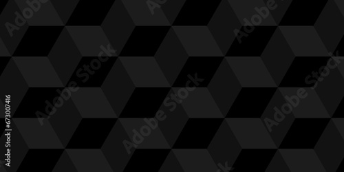 Black and gray geometric block cube structure mosaic and tile square background. Seamless geometric pattern abstract background. abstract cubes geometric wall or grid backdrop hexagon technology.